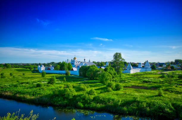 Golden domes of Suzdal cathedral background