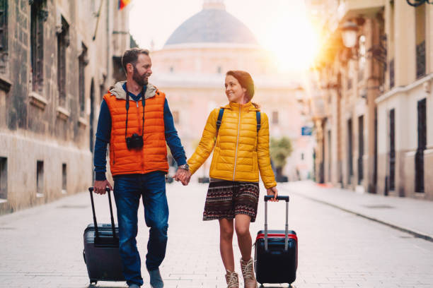 istock Couple visiting Valencia, Plaza de la Virgen 1358763204