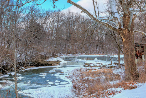 istock Pipe Creek Falls in winter-Cass County, Indiana 1358766521