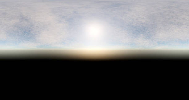 istock 3D rendering. Blue sky with clouds at sunset or sunrise. Environment 360 HDRI MAP. Equivalent projection, spherical panorama. 1358766545