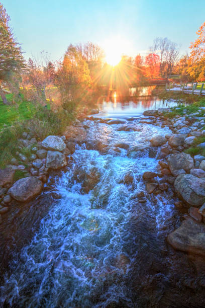 istock Waterfall on the AuSable River in fall-Grayling Michigan 1358766904