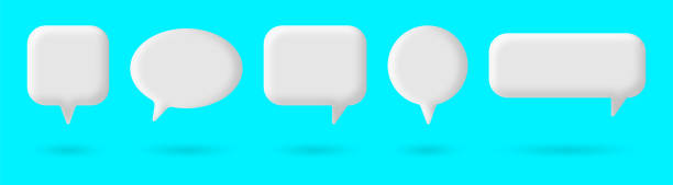 3d speech bubble icon. Set of communication bubbles or chat icons. 3D blank template of quick tips badge or message box. Vector 3d speech bubble icon. Set of communication bubbles or chat icons. 3D blank template of quick tips badge or message box. Vector Illustrations. stereoscopic images stock illustrations