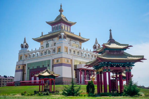 Buddhist temple Golden abode of Buddha Shakyamuni in Kalmykia Buddhist temple Golden abode of Buddha Shakyamuni in Elista in Kalmykia republic of kalmykia stock pictures, royalty-free photos & images
