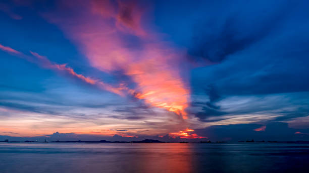 istock Clouds twilight sky in pastel color Pink and blue 1358772149