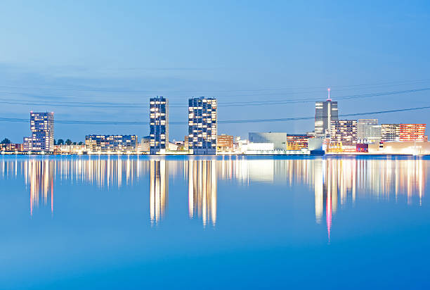 istock Apartment buildings after sunset, Almere, Holland 135877346