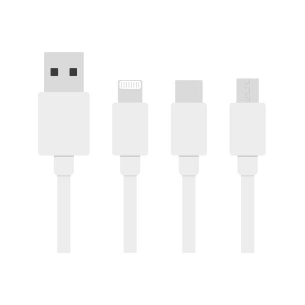 usb 출력 아이콘 집합입니다. 플랫 디자인의 벡터 - usb cable illustrations stock illustrations