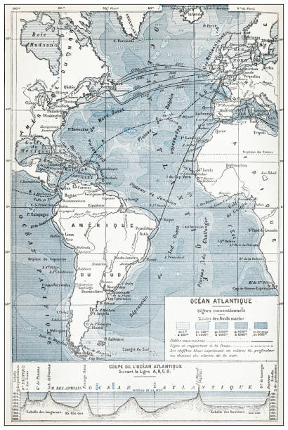 istock Antique French map of Atlantic Ocean 1358775621