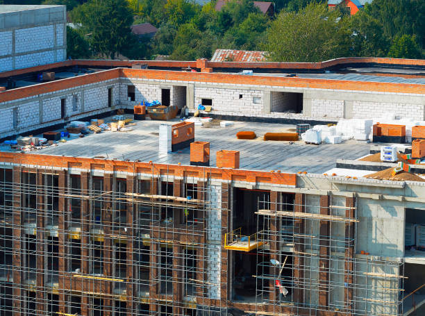 istock Building at construction site city background 1358775742