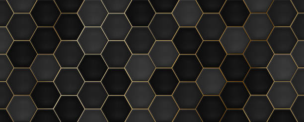 illustrazioni stock, clip art, cartoni animati e icone di tendenza di piastrelle in ceramica hexagon nero - tile tiled floor bathroom backgrounds