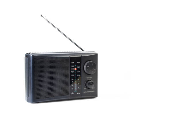 istock Vintage style radio receiver on a white background 1358776267