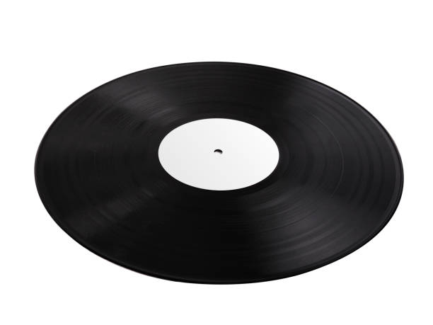 istock Black vinyl record isolated on white background 1358777867