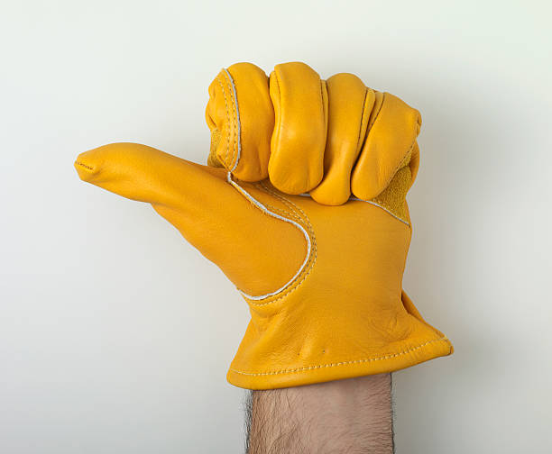 Yellow Work Glove Shows Thumb