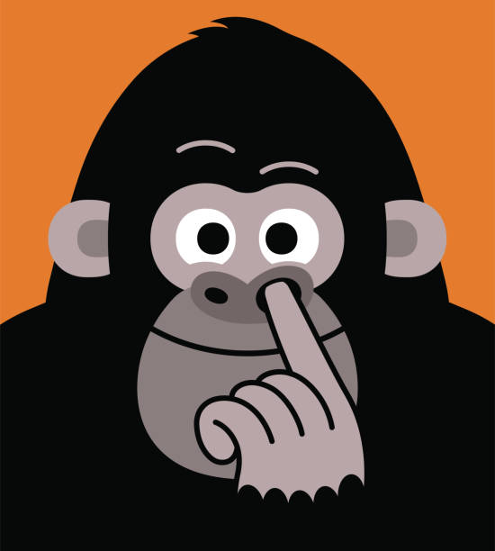 illustrations, cliparts, dessins animés et icônes de nose picking booger mauvaise habitude gross silly gorilla monkey business - animal nose