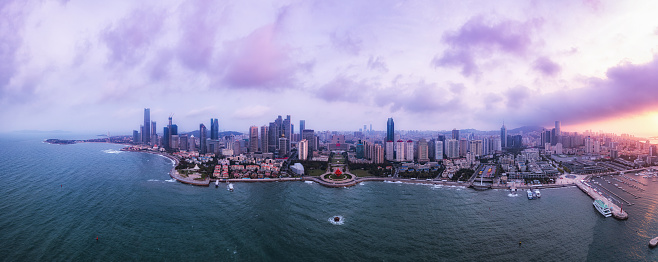 Aerial photography of the urban architectural scenery of Qingdao, China