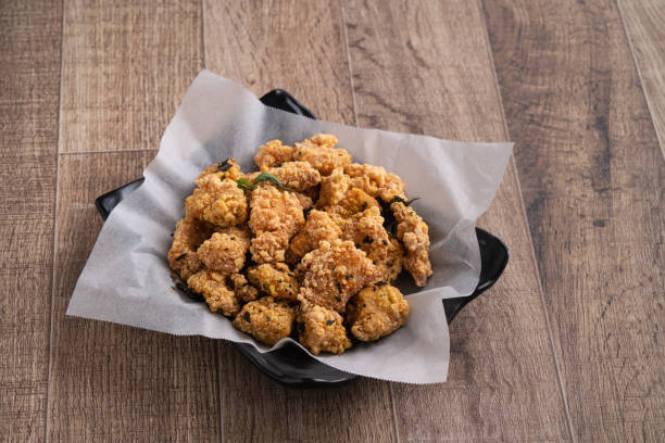 Delicious fried popcorn chicken in Taiwan.