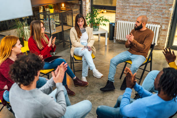 istock Woman sharing her progress with alcohol addiction 1358785614