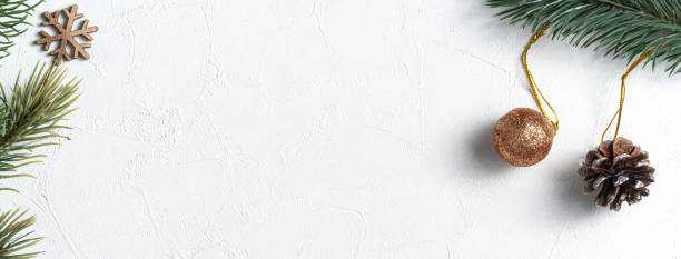 istock Christmas decorations background with blank space on white table background. 1358785645