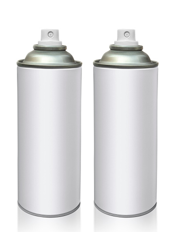 Blank aluminum spray can isolate on white background