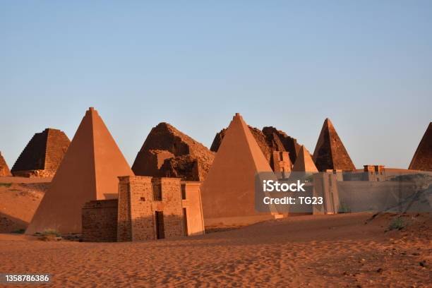 Pyramids Of Meroe In Sudan In Beautiful Evening Light Stock Photo - Download Image Now
