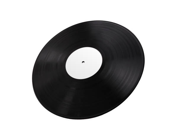 istock Black vinyl record isolated on white background 1358787287