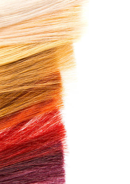 dyed locks of hair on white