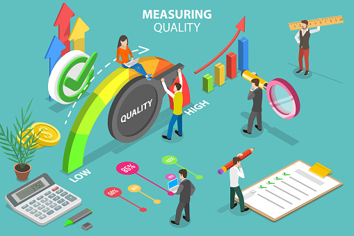 3D Isometric Flat Vector Conceptual Illustration of Measuring Quality