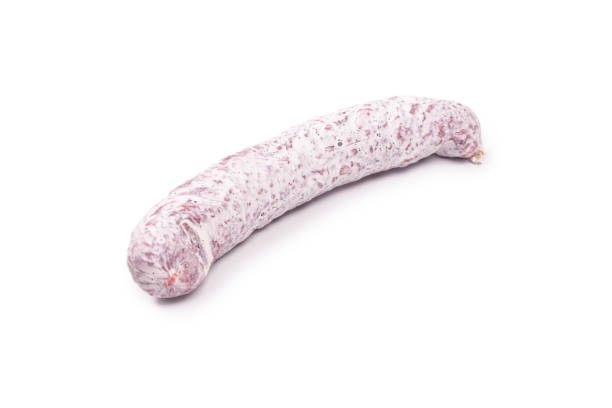 istock Tasty salami isolated on a white background. 1358793004