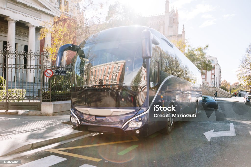 Coach Style Bus Modern Coach Bus Stock Photo - Download Image Now - Coach Bus, City ...