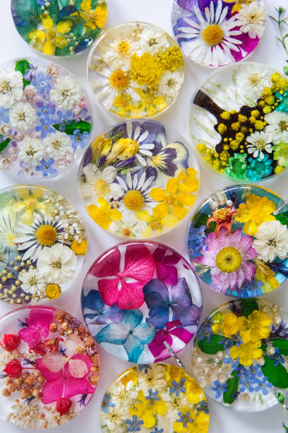 istock Real flowers in epoxy resin, jewelry 1358794320