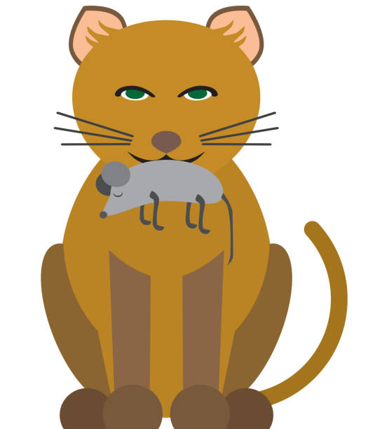 Generous Cat With Gift A generous cartoon house cat is presenting a dead mouse to his owner taxidermy cat stock illustrations