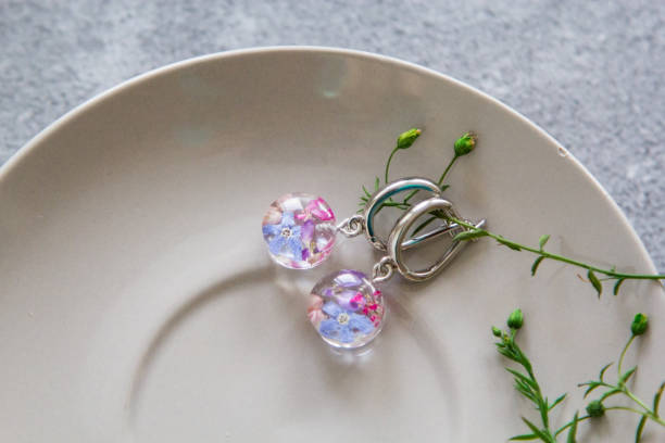 istock Real flowers in epoxy resin, jewelry 1358795343