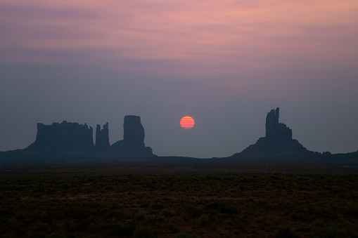Sunset in the Monument Valley in Arizona