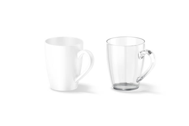 istock Blank ceramic and glass henley mug with handle mockup, isolated 1358798314