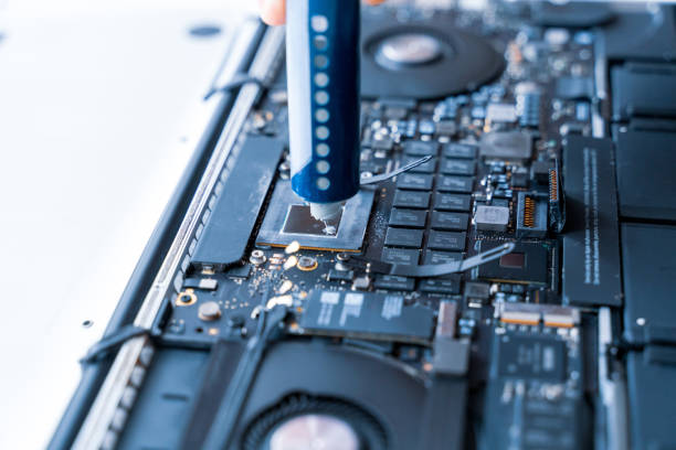 istock Maintenance pc. Maintenance repair engineer support. Computer technician service with laptop on hardware background. Electronic technology development concept. 1358801796