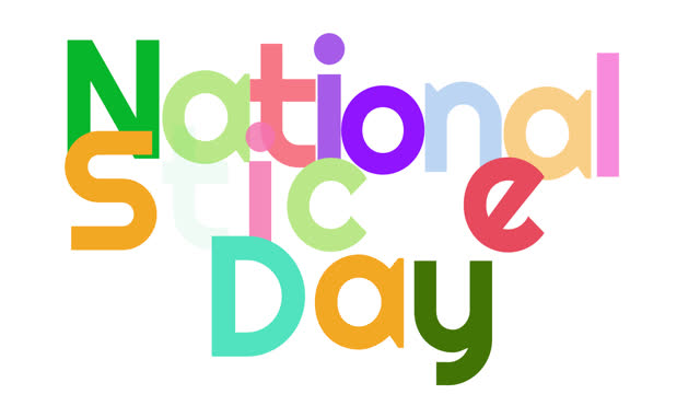 Animation of national sticker day text on white background