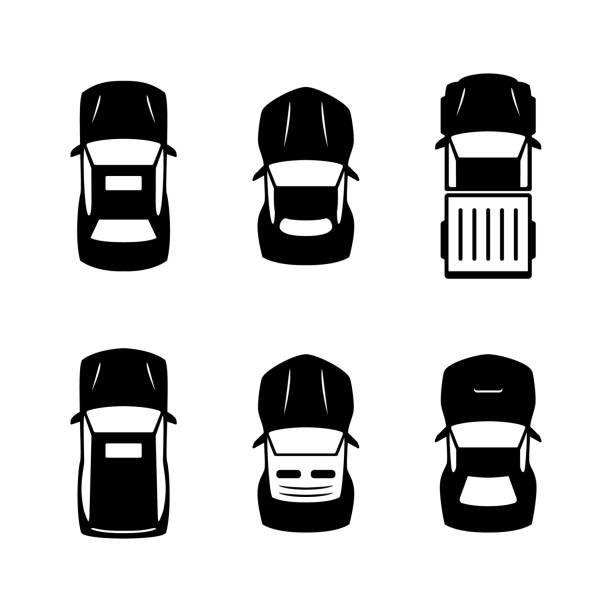 istock Set glyph icons of car top view 1358803299