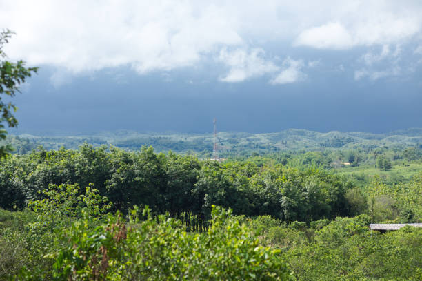 Tropical storm coming over greenery in Sukothai