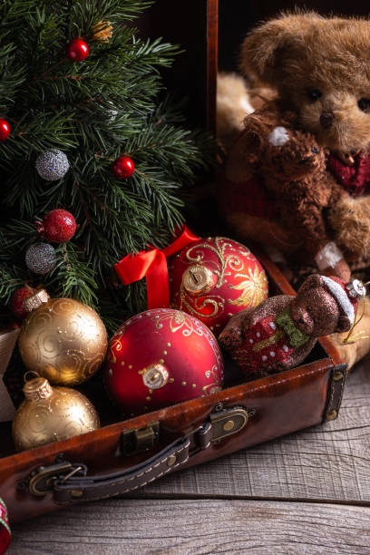 istock Old suitcase with christmas toys 1358809039