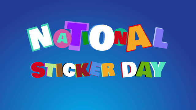 Animation of national sticker day text on blue background