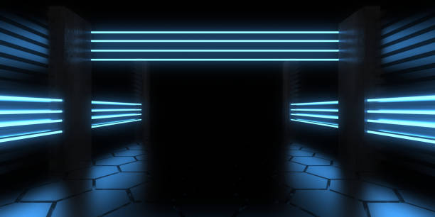 istock 3D abstract background with neon lights. neon tunnel  .space construction . .3d illustration 1358811258