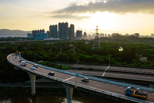 istock Drone view of Main Transportation in the Yuen Long district 1358812068