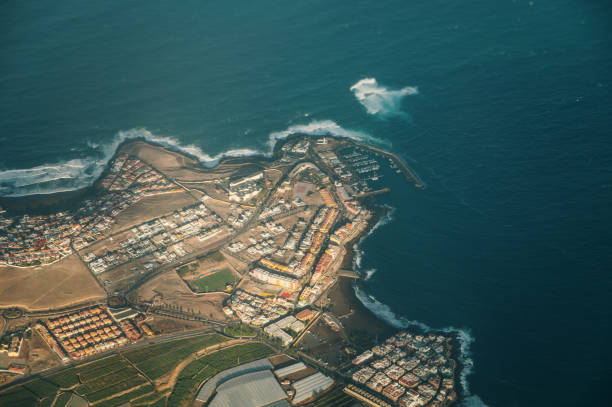 Coast of Gran Canaria as seen from above - airplane view