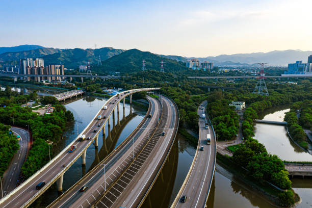 istock Drone view of Main Transportation in the Yuen Long district 1358812221