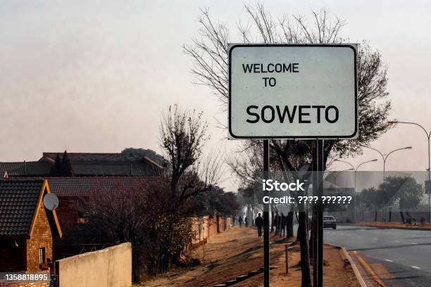 Welcome To Soweto Banner Or Road Sign At The Entrance Of Soweto In The Suburb Of Johannesburg Stock Photo - Download Image Now