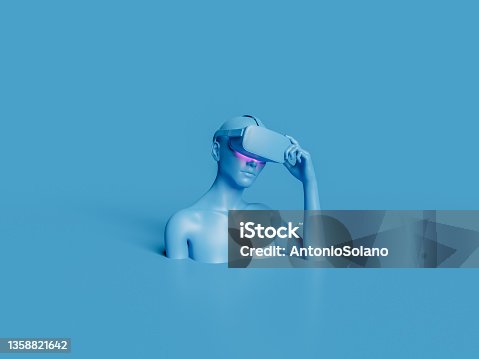 istock 3d female bust with VR glasses 1358821642