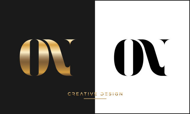 ilustrações, clipart, desenhos animados e ícones de on ou no abstract letters luxury icon vector template - text gold letter n number