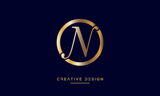 ilustrações, clipart, desenhos animados e ícones de on ou no abstract letters luxury icon vector template - text gold letter n number