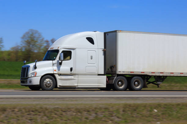 istock Semi-truck on highway 1358826386