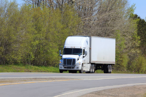 istock Semi-truck on highway 1358826516
