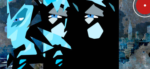 istock NYC Abstract Art. Man face pieces 1358828999
